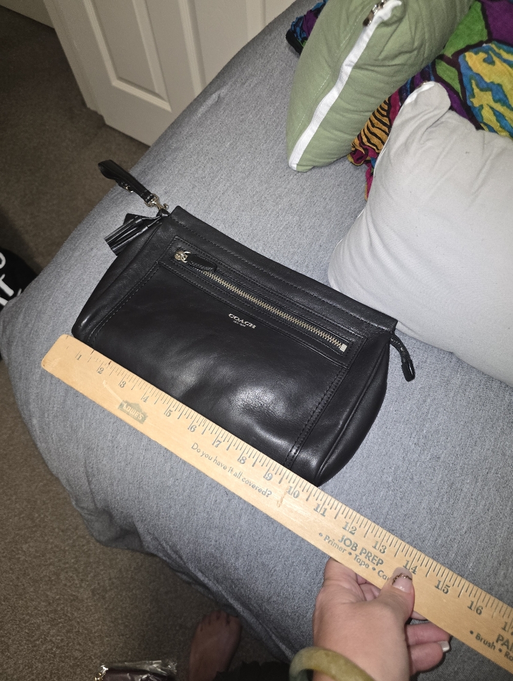 Coach Black Leather Wristlet with Silver Zip and Strap - Picture 8 of 8